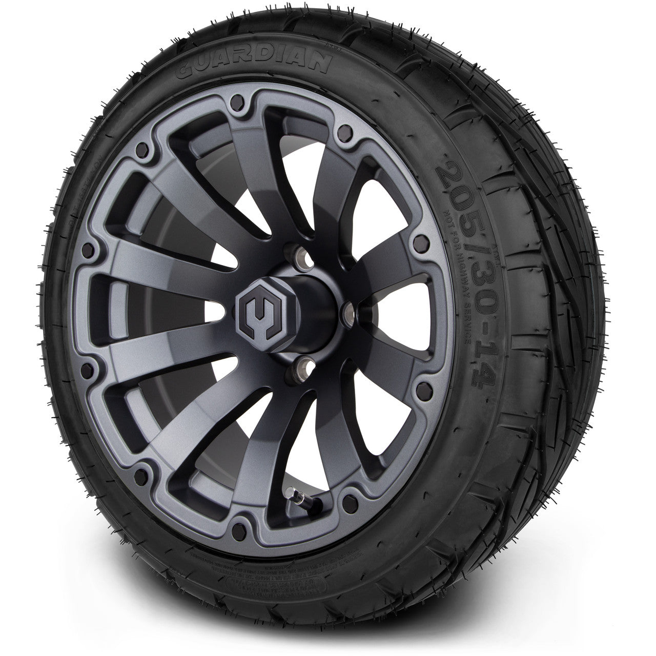 MODZ® 14" Bomber Matte Gunmetal Wheels & Street Tires Combo