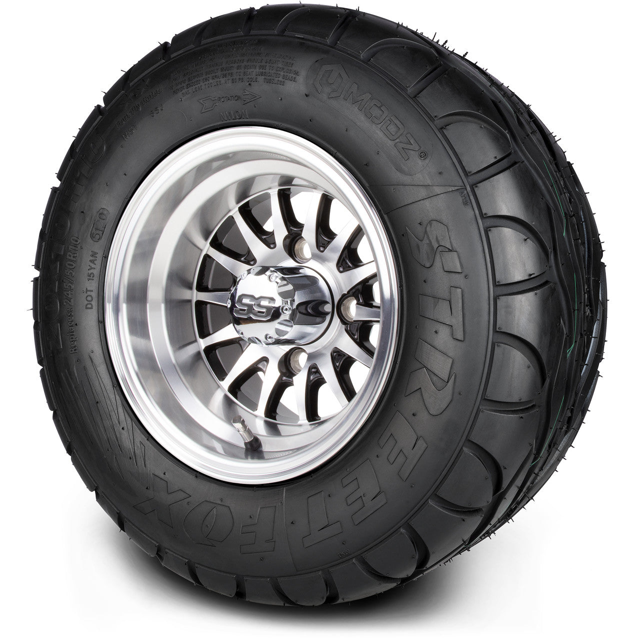 MODZ® 10" Medusa Machined Black Wheels & Street Tires Combo