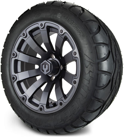 MODZ® 14" Bomber Matte Gunmetal Wheels & Street Tires Combo