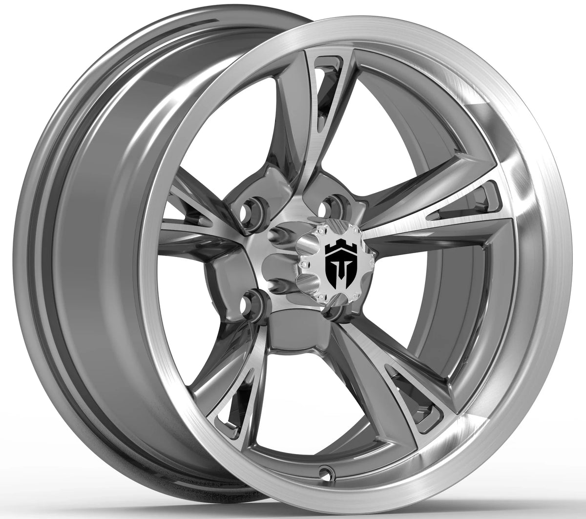 Empire Rodder RD4 14x7 Charcoal Machined Wheel with X Comp Golf H/T Tire