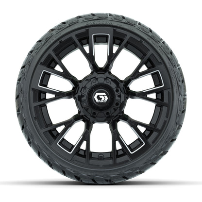 GTW Vandal Matte Black/Machined 14 in Wheels with 205/35-R14 Maverick Low-Profile All-Terrain Tires – Full Set