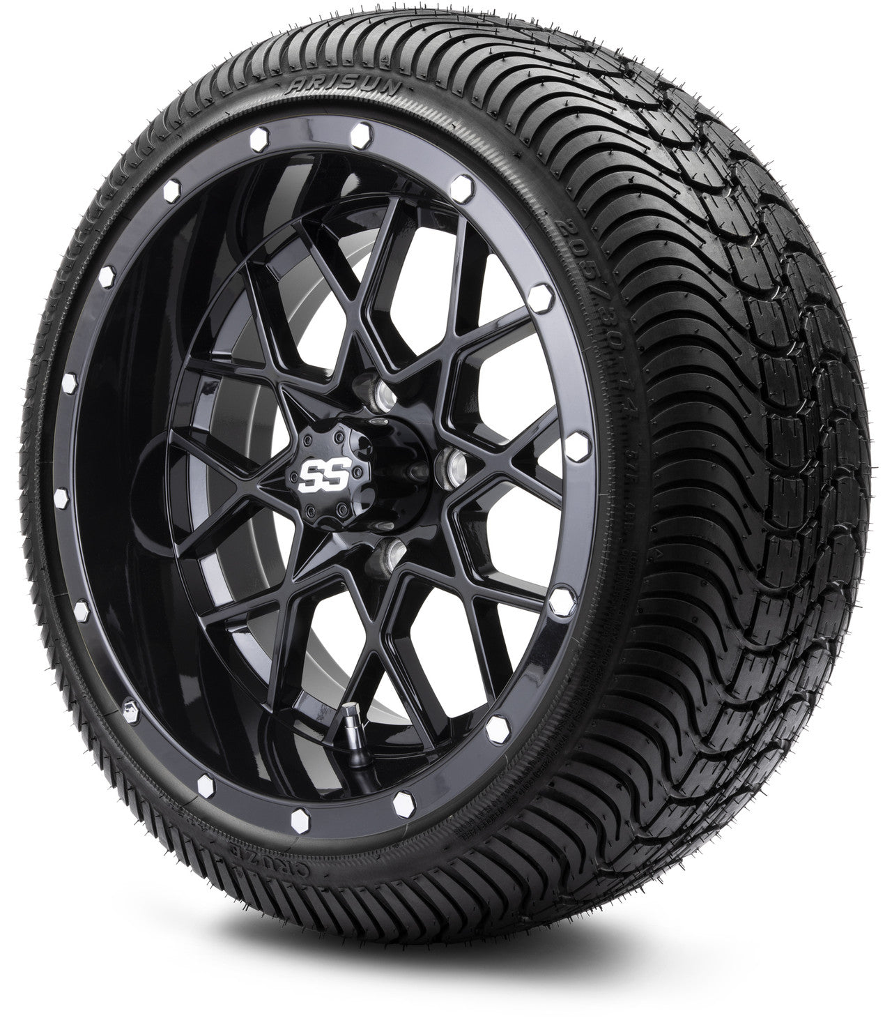 MODZ® 14" Vortex Glossy Black Wheels & Street Tires Combo