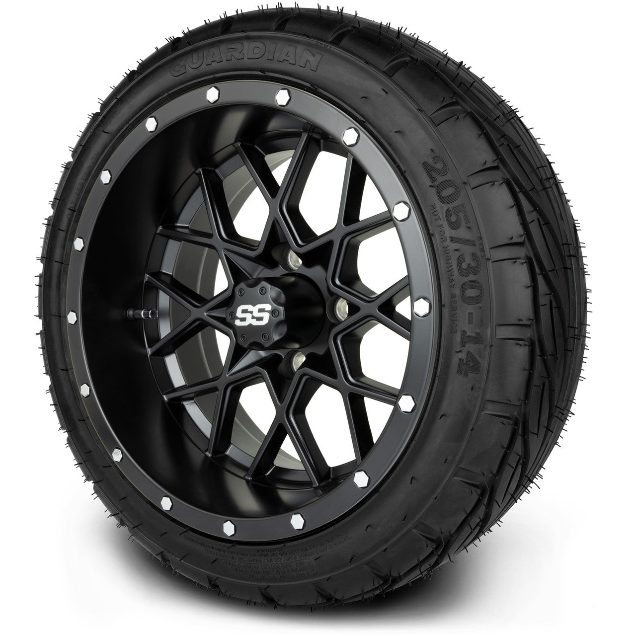 MODZ® 14" Vortex Matte Black Wheels & Street Tires Combo