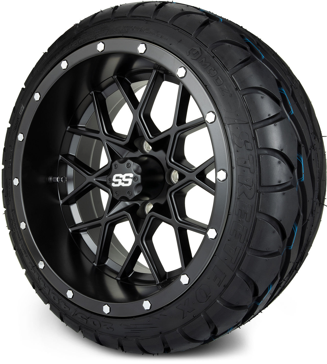 MODZ® 14" Vortex Matte Black Wheels & Street Tires Combo