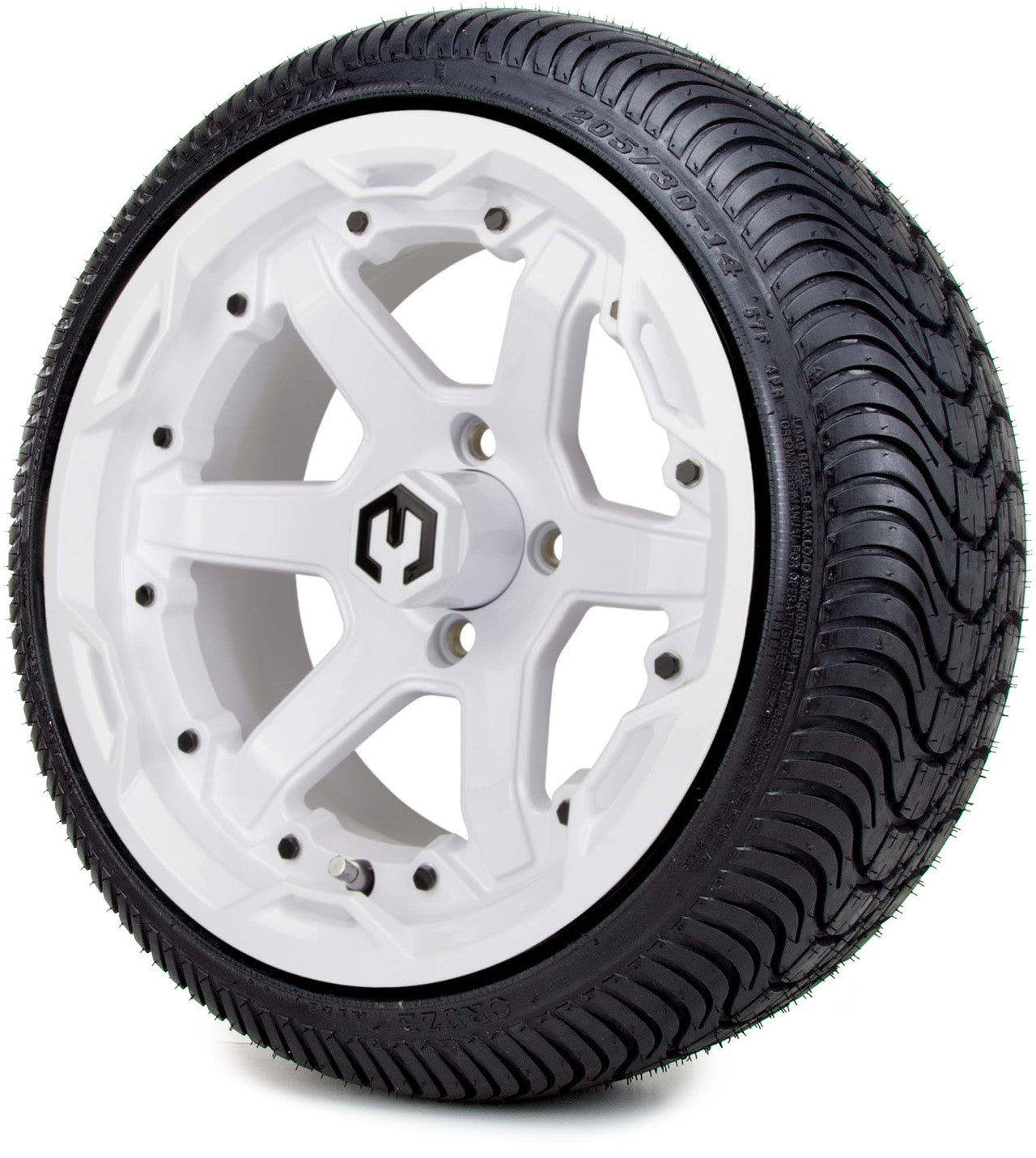 MODZ® 14" Gladiator Glossy White Wheels and Street Tires Combo
