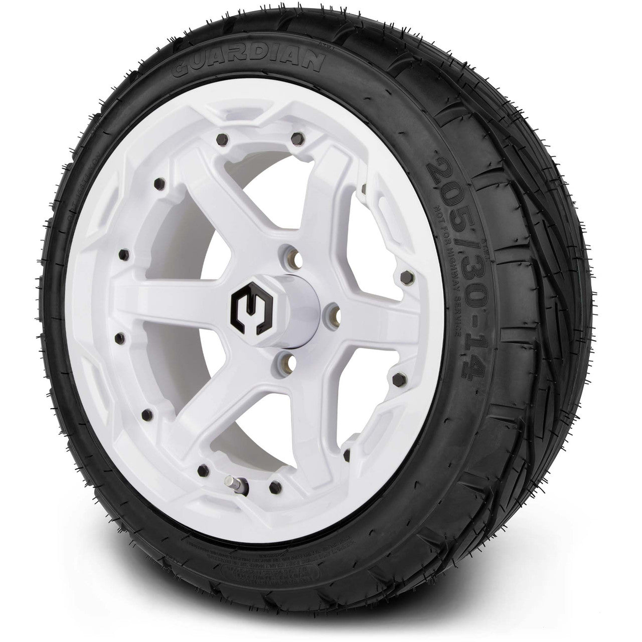 MODZ® 14" Gladiator Glossy White Wheels and Street Tires Combo