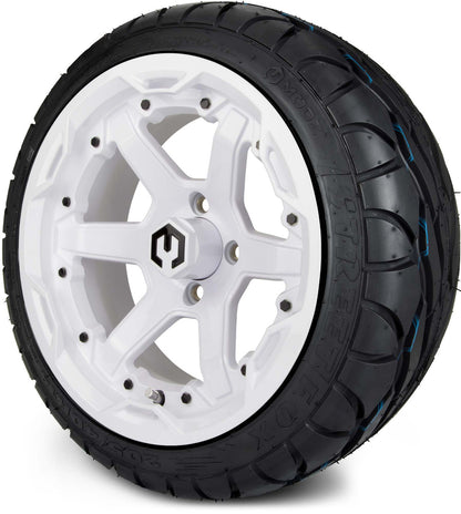 MODZ® 14" Gladiator Glossy White Wheels and Street Tires Combo