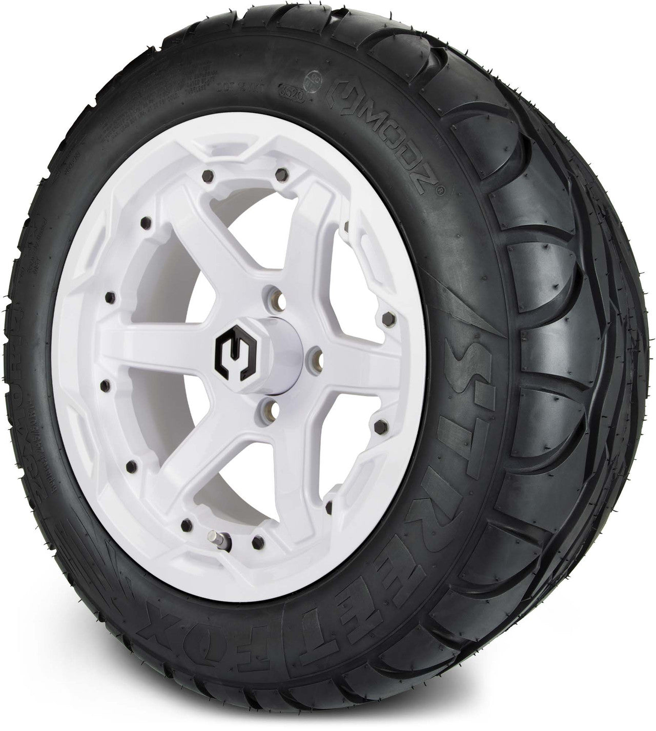 MODZ® 14" Gladiator Glossy White Wheels and Street Tires Combo