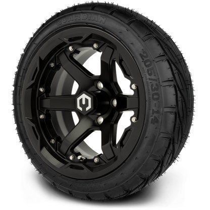 MODZ® 14" Gladiator Matte Black Wheels and Street Tires Combo