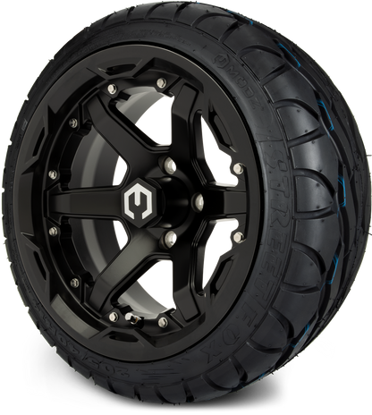 MODZ® 14" Gladiator Matte Black Wheels and Street Tires Combo