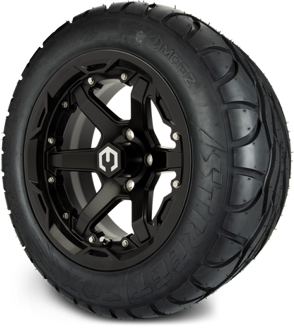 MODZ® 14" Gladiator Matte Black Wheels and Street Tires Combo