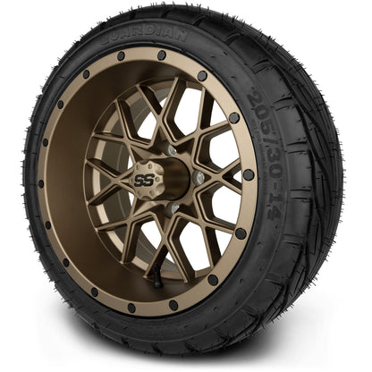 MODZ® 14" Vortex Matte Bronze Wheels & Street Tires Combo