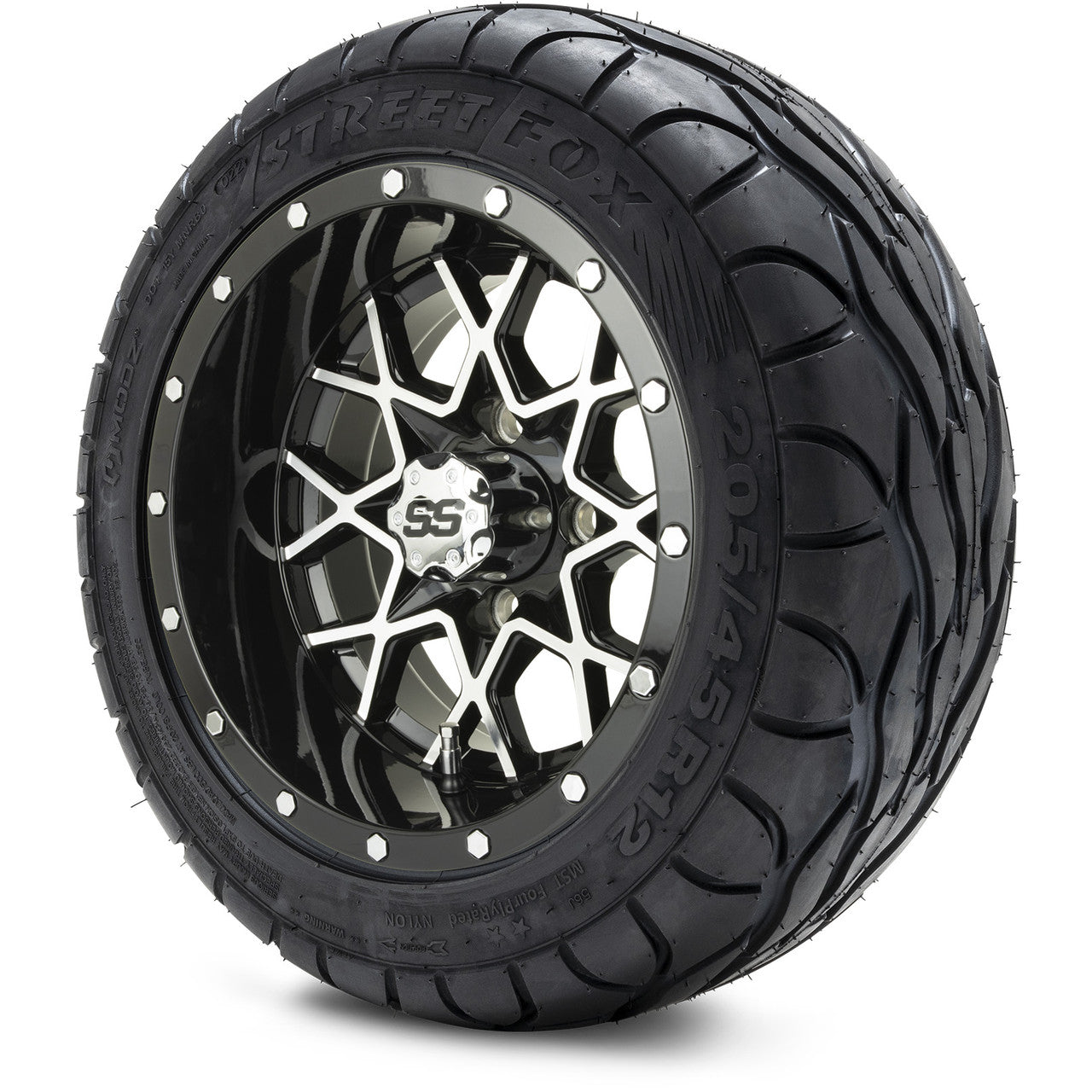 MODZ® 12" Vortex Machined Black Wheels & Street Tires Combo