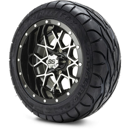 MODZ® 12" Vortex Machined Black Wheels & Street Tires Combo