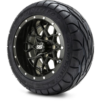 MODZ® 12" Vortex Glossy Black Wheels & Street Tires Combo