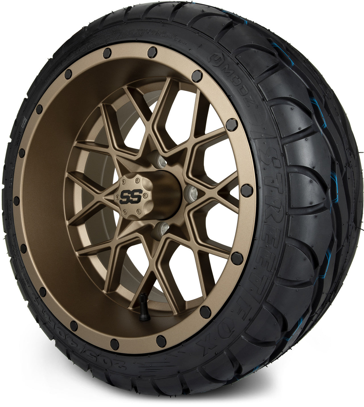MODZ® 14" Vortex Matte Bronze Wheels & Street Tires Combo
