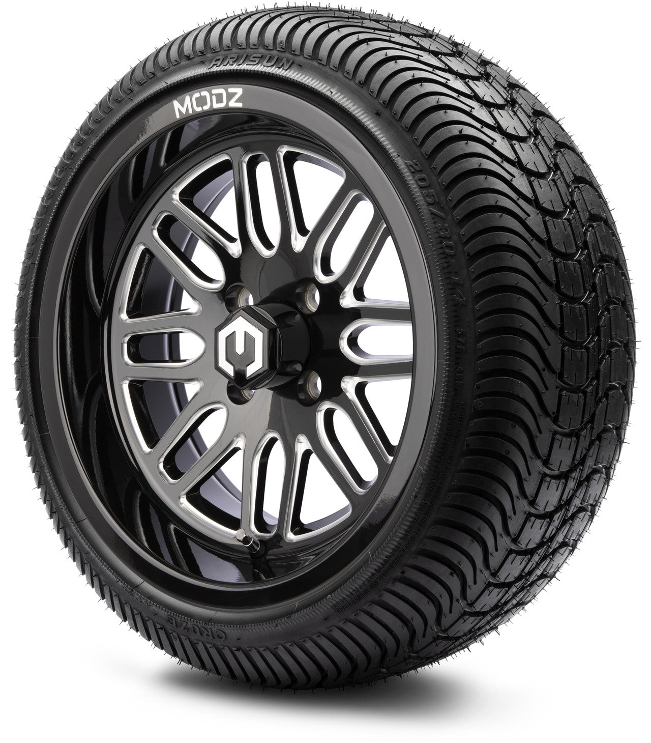 MODZ® 14" Mayhem Glossy Black with Ball Mill Wheels & Street Tires Combo