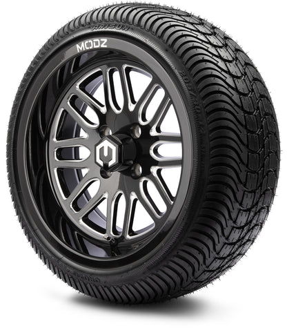 MODZ® 14" Mayhem Glossy Black with Ball Mill Wheels & Street Tires Combo