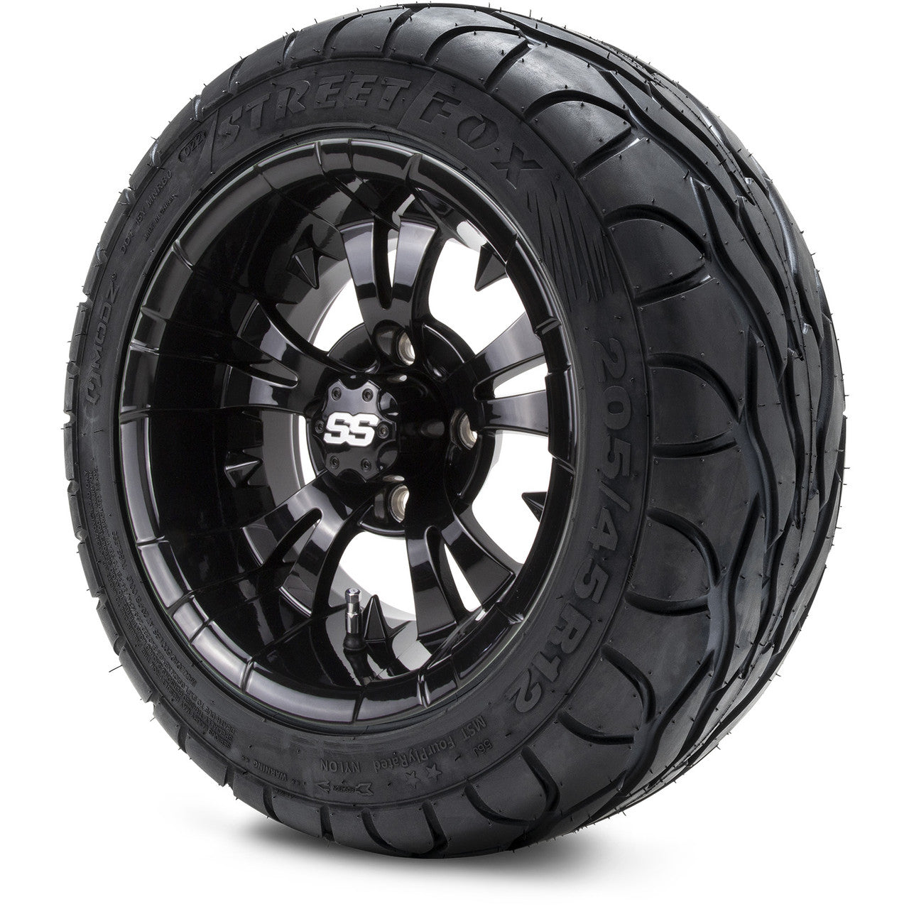 MODZ® 12" Vampire Glossy Black Wheels & Street Tires Combo