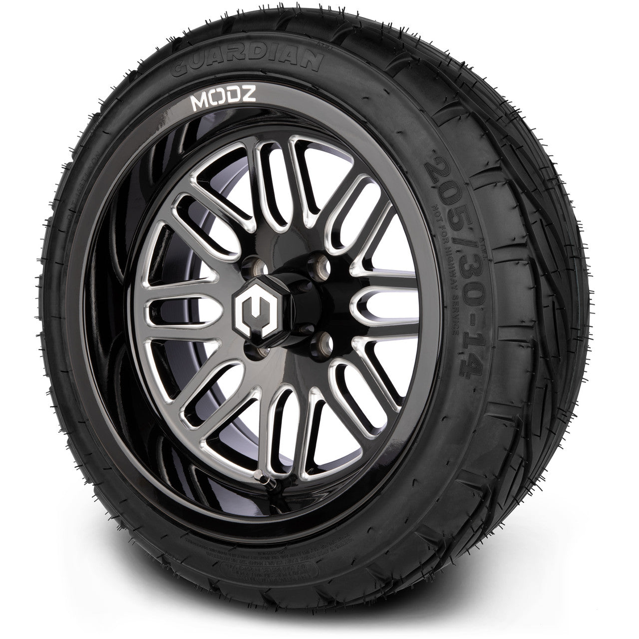 MODZ® 14" Mayhem Glossy Black with Ball Mill Wheels & Street Tires Combo