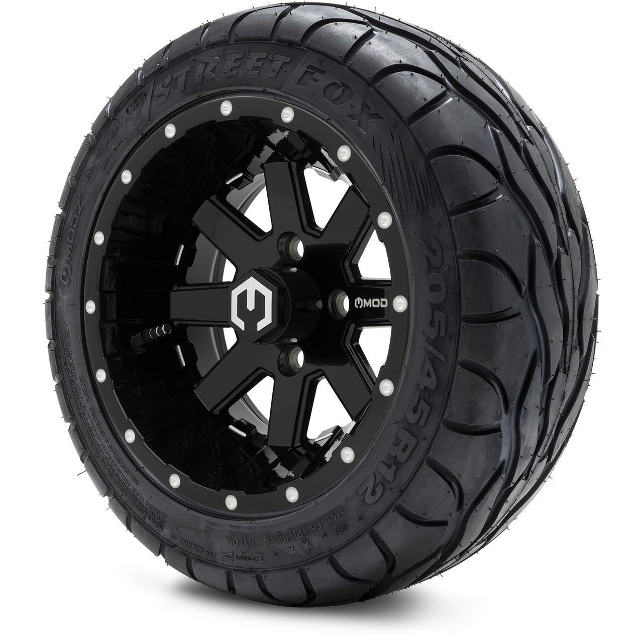 MODZ® 12" Assault Glossy Black with Ball Mill Wheels & Street Tires Combo