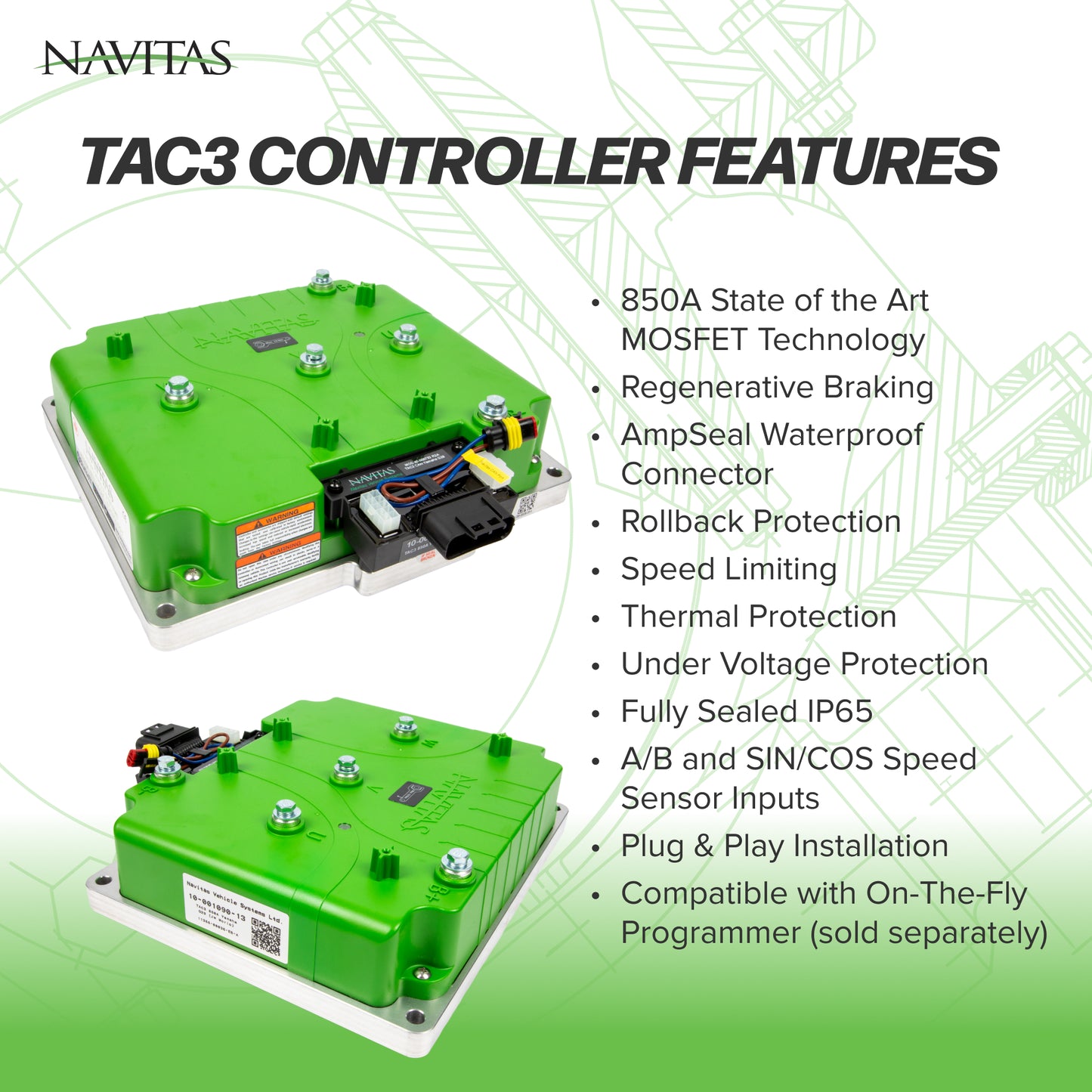 Navitas Yamaha G29/Drive 48V & 72V Models with JW Moric Controller TAC3 850A 19T AC Conversion Kit