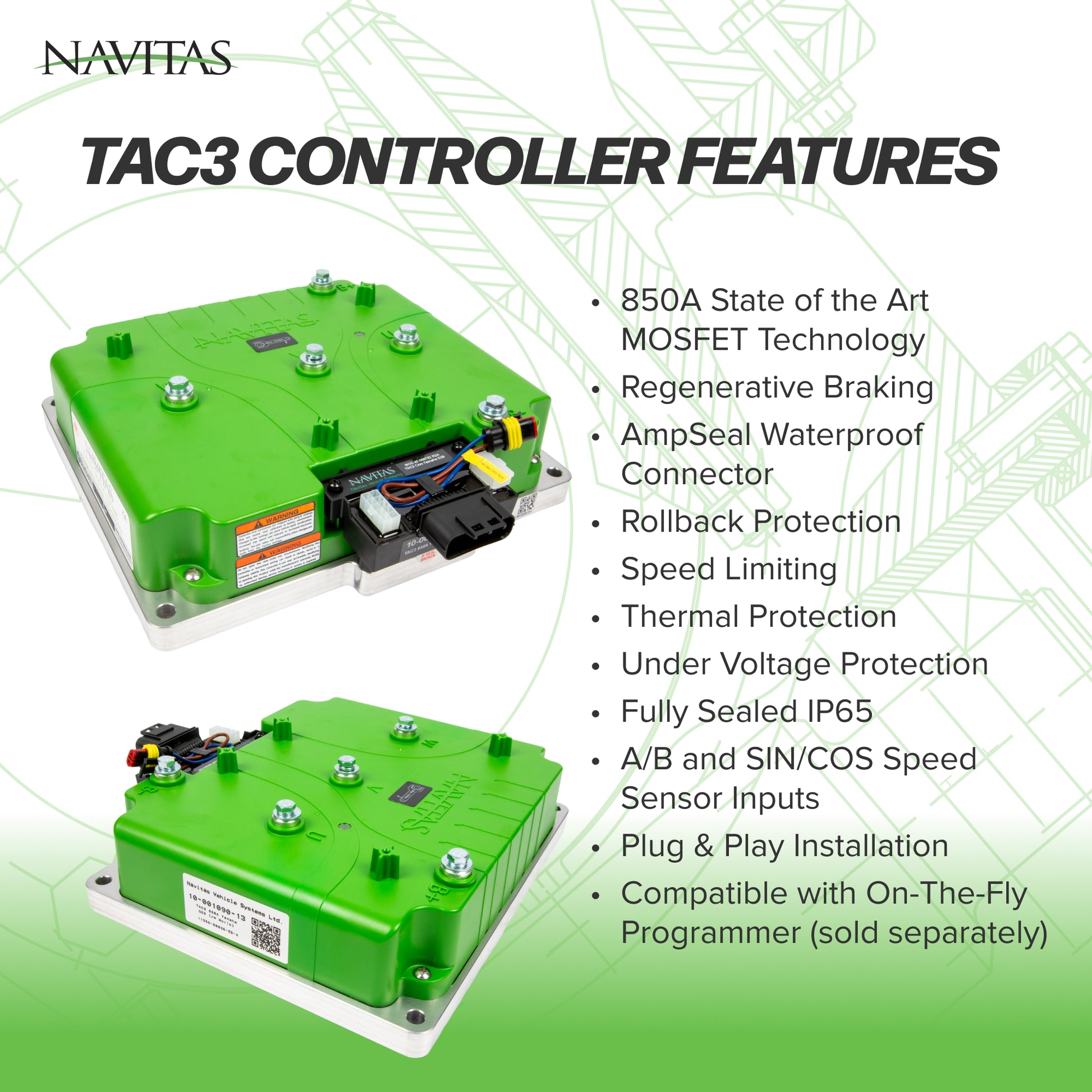 Navitas Club Car 48V & 72V Models with 1510/1515 Controller TAC3 850A AC Conversion Kit