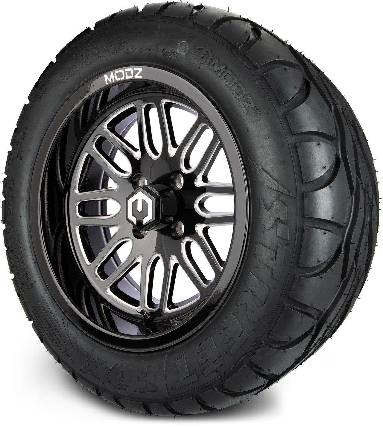 MODZ® 14" Mayhem Glossy Black with Ball Mill Wheels & Street Tires Combo