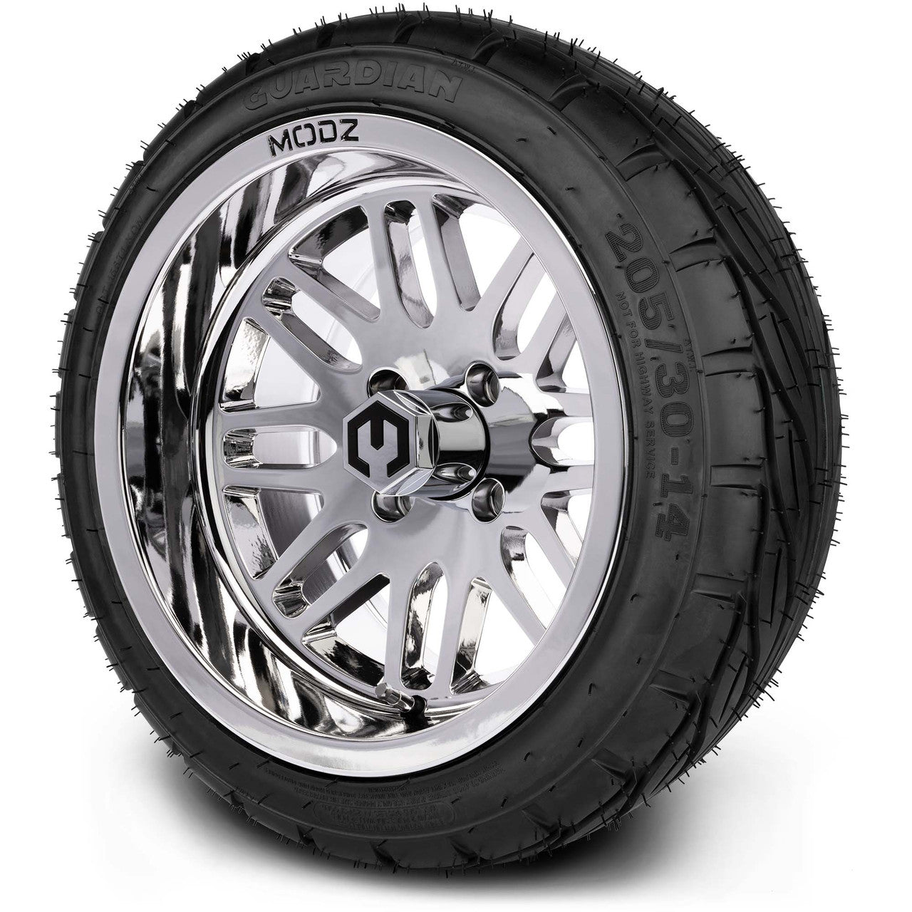 MODZ® 14" Mayhem Chrome Wheels & Street Tires Combo