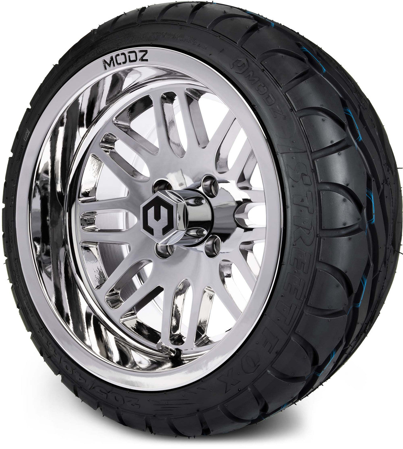 MODZ® 14" Mayhem Chrome Wheels & Street Tires Combo