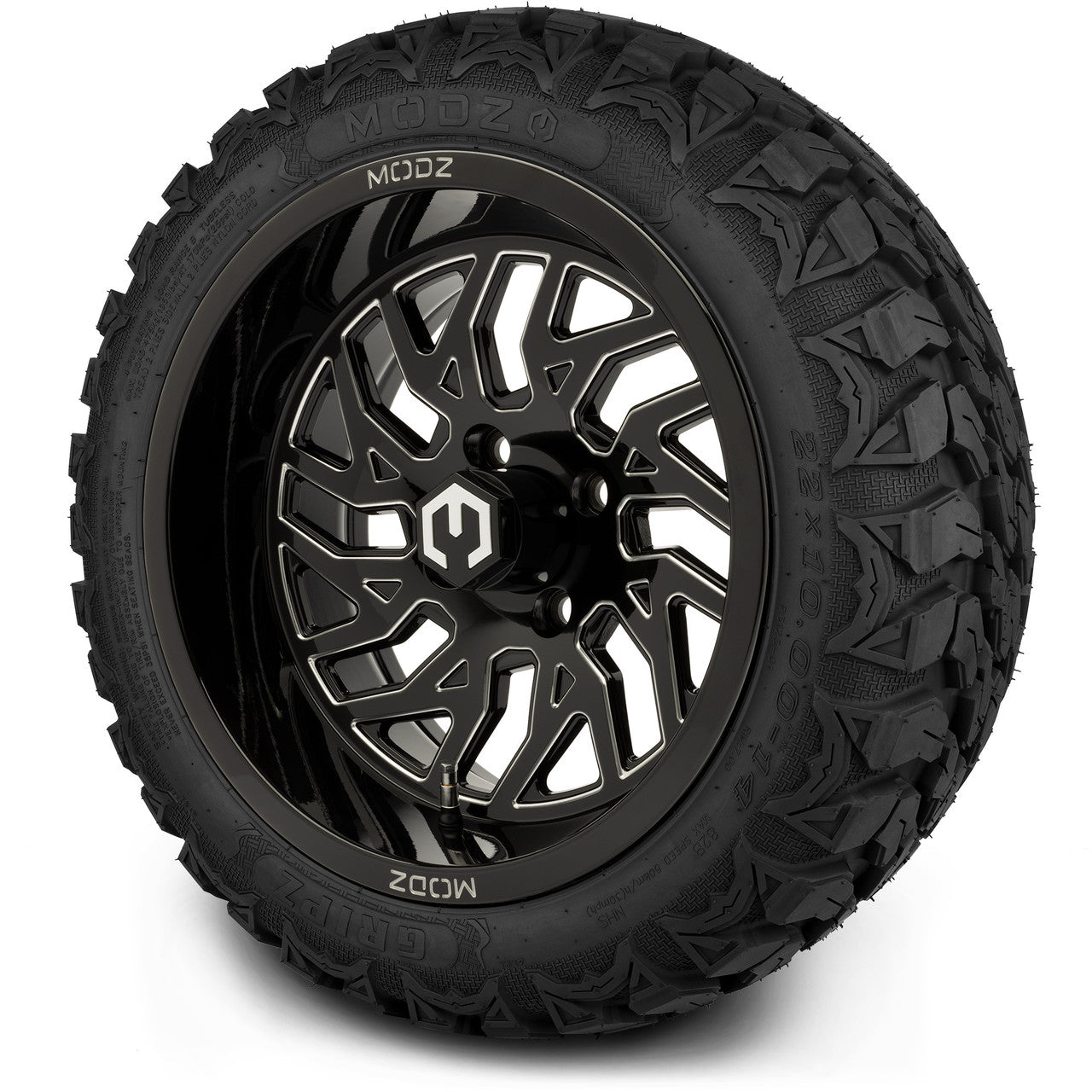 MODZ® 14" Carnage Glossy Black with Ball Mill Wheels & Off-Road Tires Combo