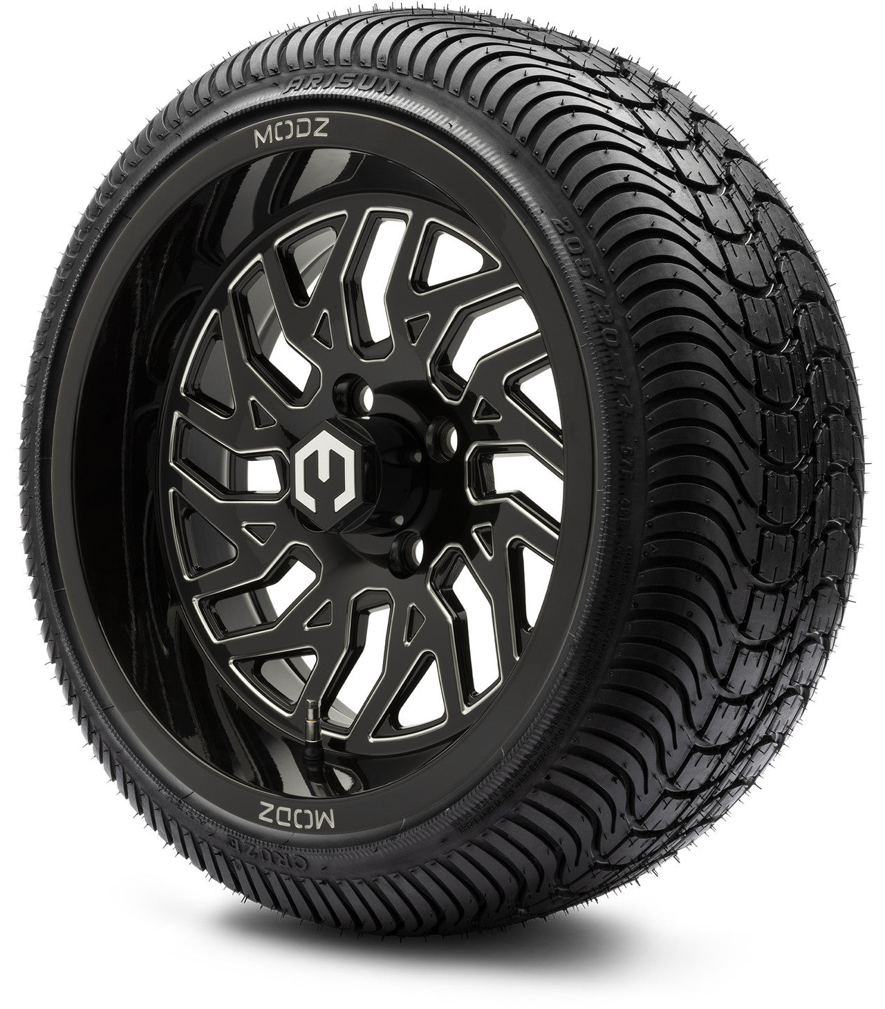 MODZ® 14" Carnage Glossy Black with Ball Mill Wheels & Street Tires Combo