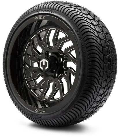 MODZ® 14" Carnage Glossy Black with Ball Mill Wheels & Street Tires Combo