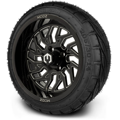 MODZ® 14" Carnage Glossy Black with Ball Mill Wheels & Street Tires Combo