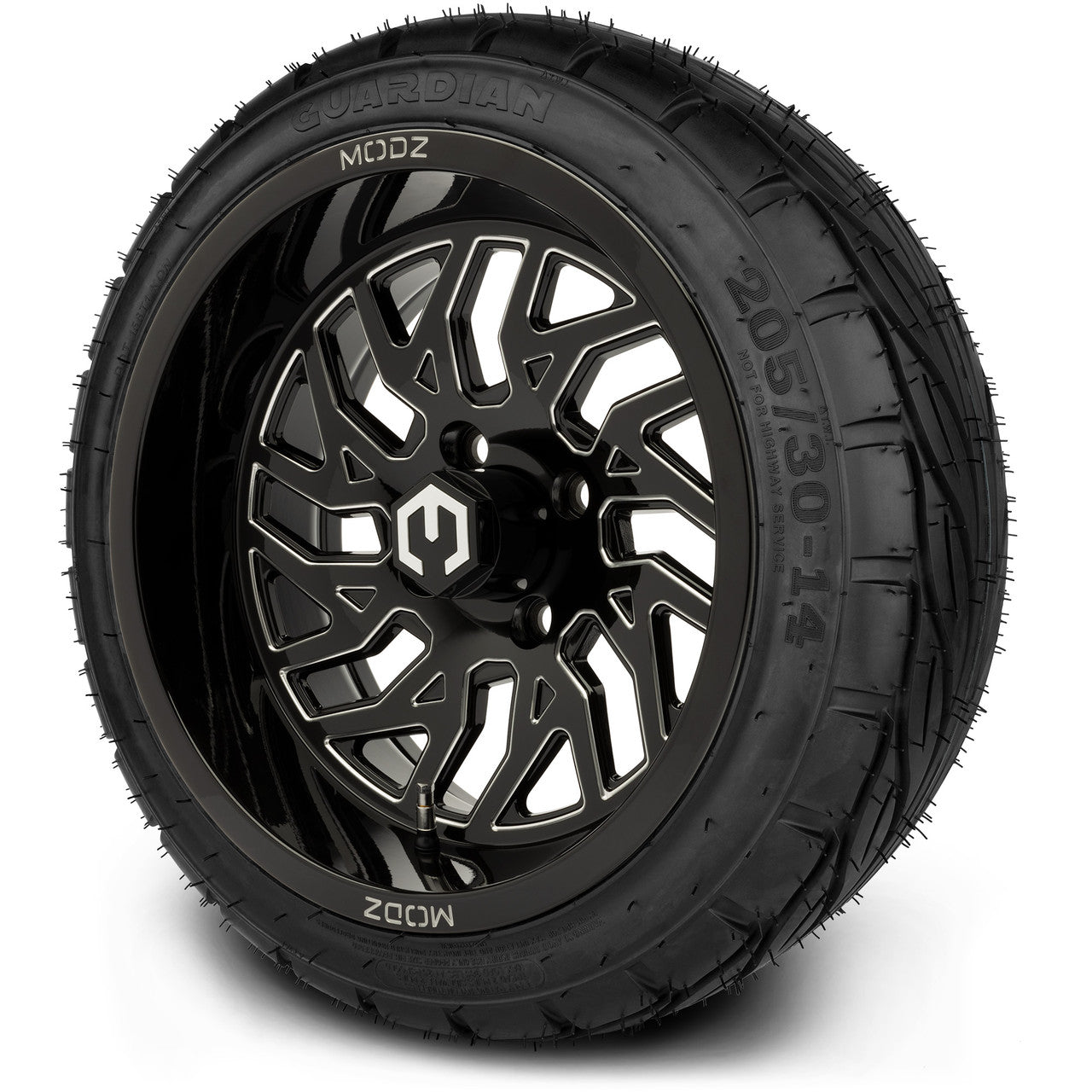 MODZ® 14" Carnage Glossy Black with Ball Mill Wheels & Street Tires Combo