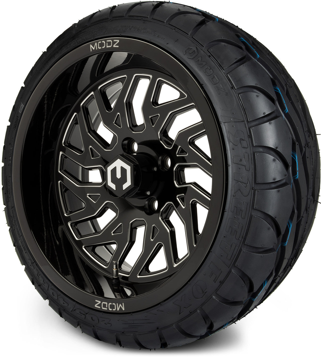 MODZ® 14" Carnage Glossy Black with Ball Mill Wheels & Street Tires Combo