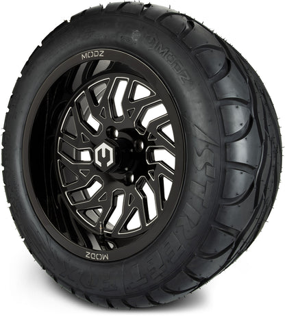 MODZ® 14" Carnage Glossy Black with Ball Mill Wheels & Street Tires Combo
