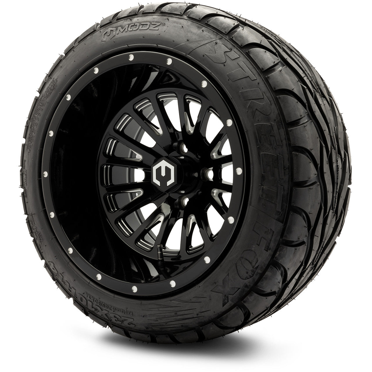MODZ® 14" Assassin Glossy Black with Ball Mill Wheels & Street Tires Combo