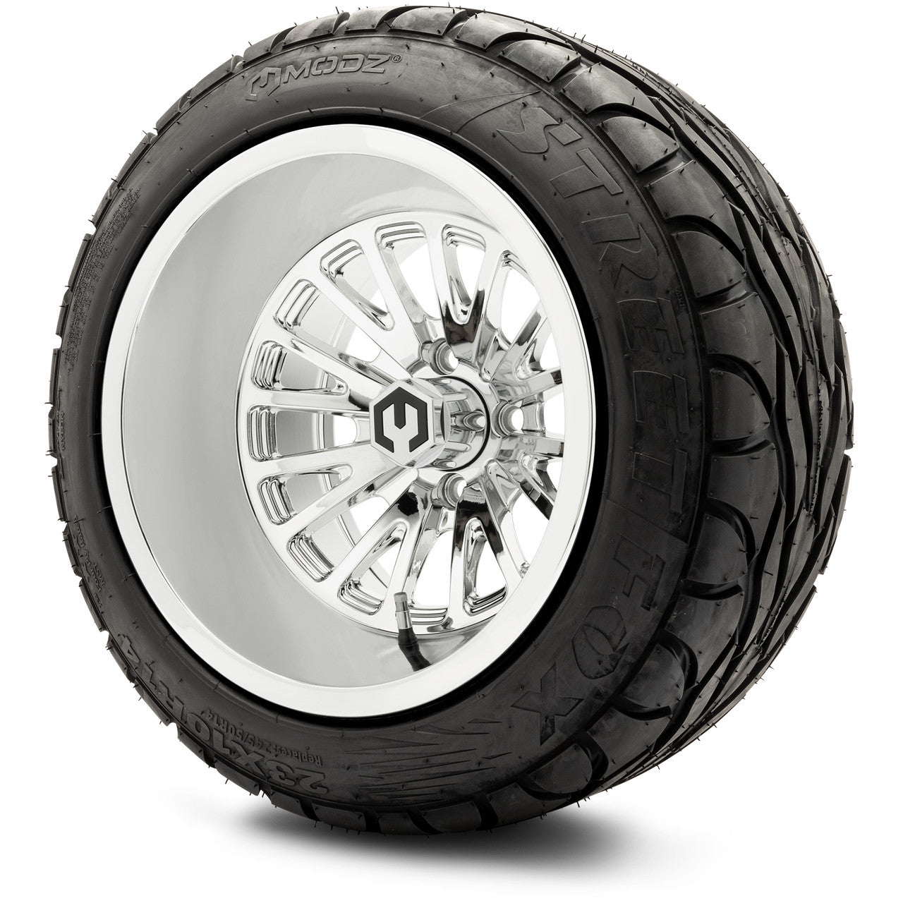 MODZ® 14" Assassin Chrome  Wheels & Street Tires Combo