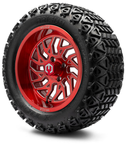 MODZ® 14" Carnage Brushed Red with Ball Mill Wheels & Off-Road Tires Combo