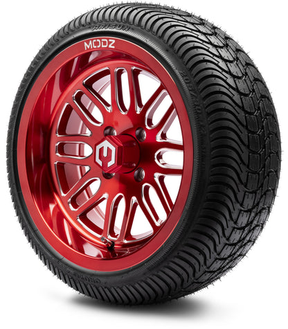 MODZ® 14" Mayhem Brushed Red with Ball Mill Wheels & Street Tires Combo