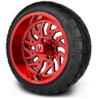 MODZ® 14" Carnage Brushed Red with Ball Mill Wheels & Street Tires Combo