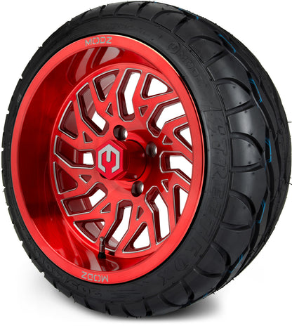 MODZ® 14" Carnage Brushed Red with Ball Mill Wheels & Street Tires Combo