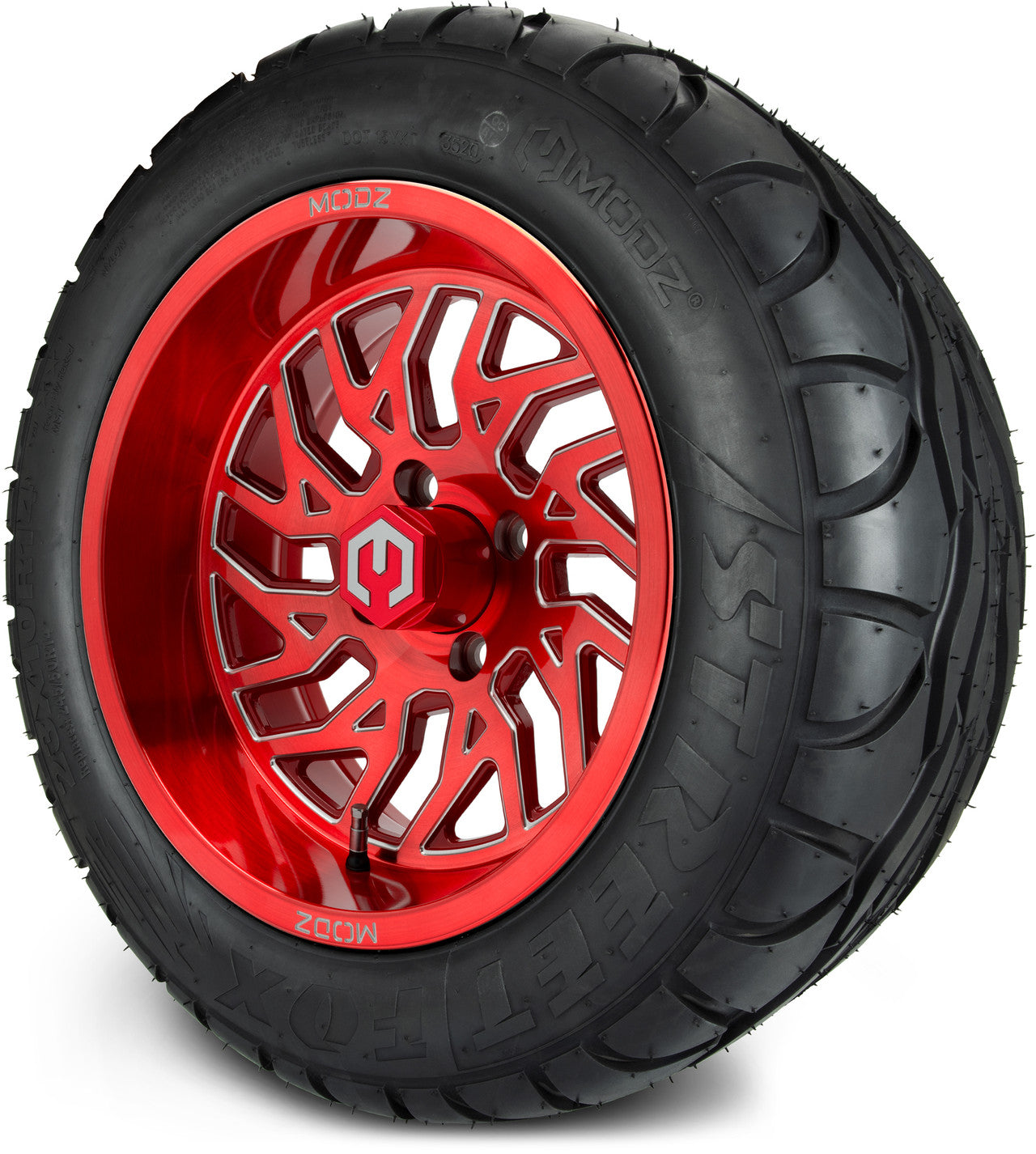 MODZ® 14" Carnage Brushed Red with Ball Mill Wheels & Street Tires Combo