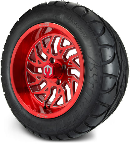 MODZ® 14" Carnage Brushed Red with Ball Mill Wheels & Street Tires Combo