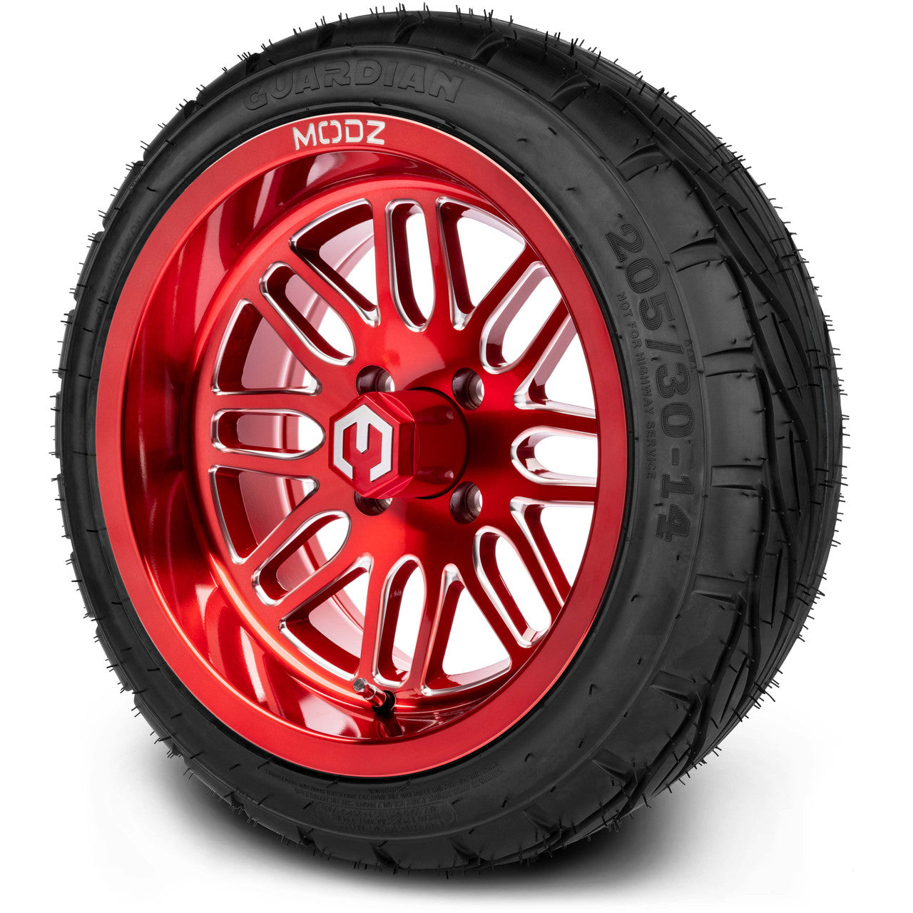MODZ® 14" Mayhem Brushed Red with Ball Mill Wheels & Street Tires Combo