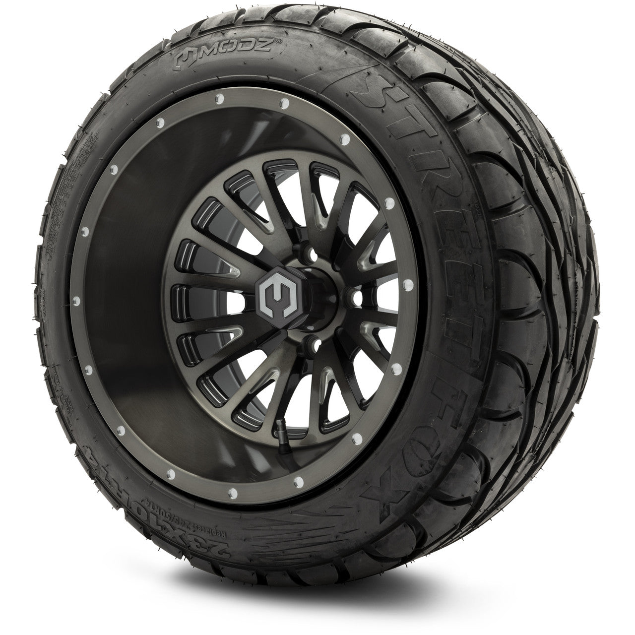 MODZ® 14" Assassin Brushed Gunmetal with Ball Mill Wheels & Street Tires Combo