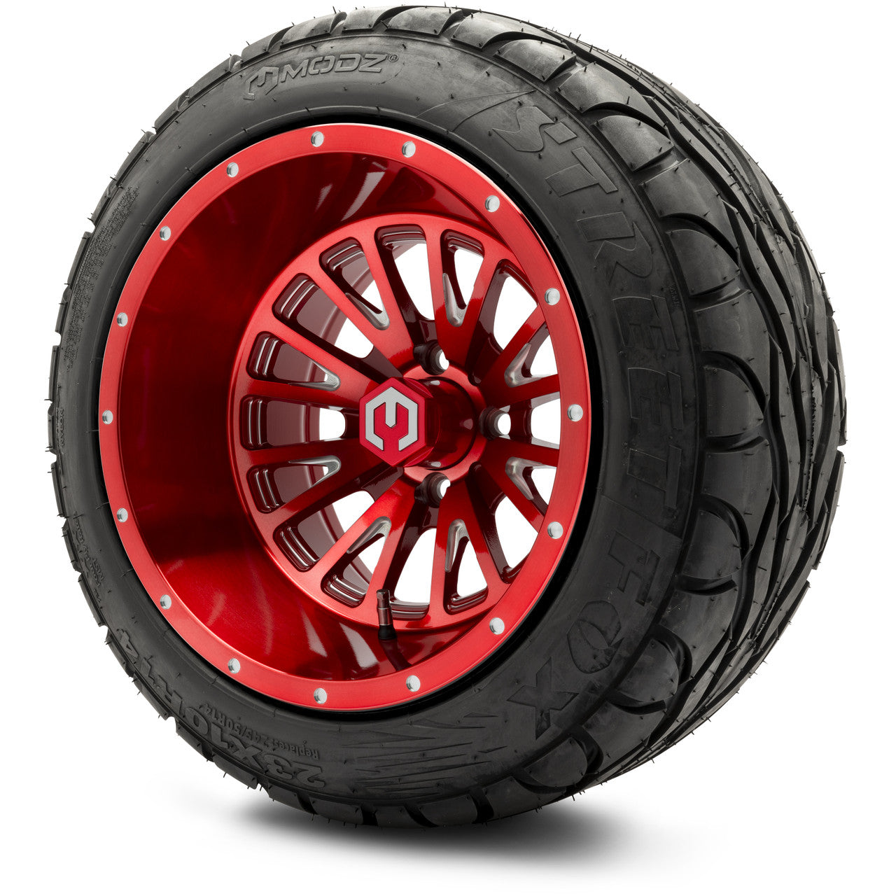 MODZ® 14" Assassin Brushed Red with Ball Mill Wheels & Street Tires Combo