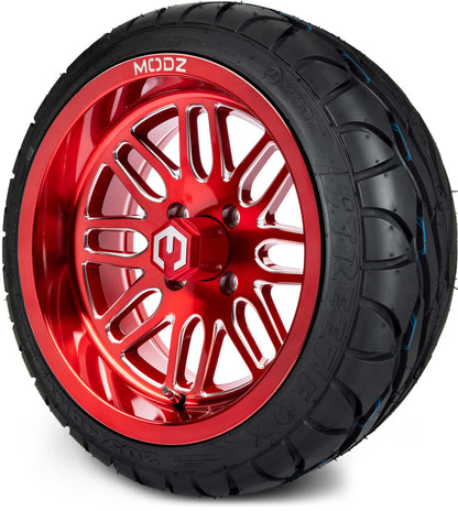 MODZ® 14" Mayhem Brushed Red with Ball Mill Wheels & Street Tires Combo