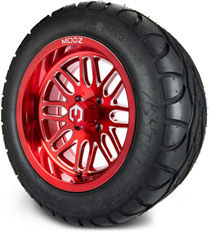 MODZ® 14" Mayhem Brushed Red with Ball Mill Wheels & Street Tires Combo